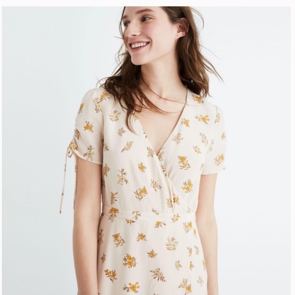 Madewell Dresses & Skirts - Madewell Field Floral Print Faux Wrap Silk Dress